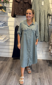 Astrid25 - Skjortklänning- Khaki