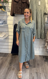 Astrid25 - Skjortklänning- Khaki