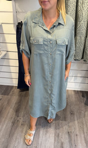 Astrid25 - Skjortklänning- Khaki