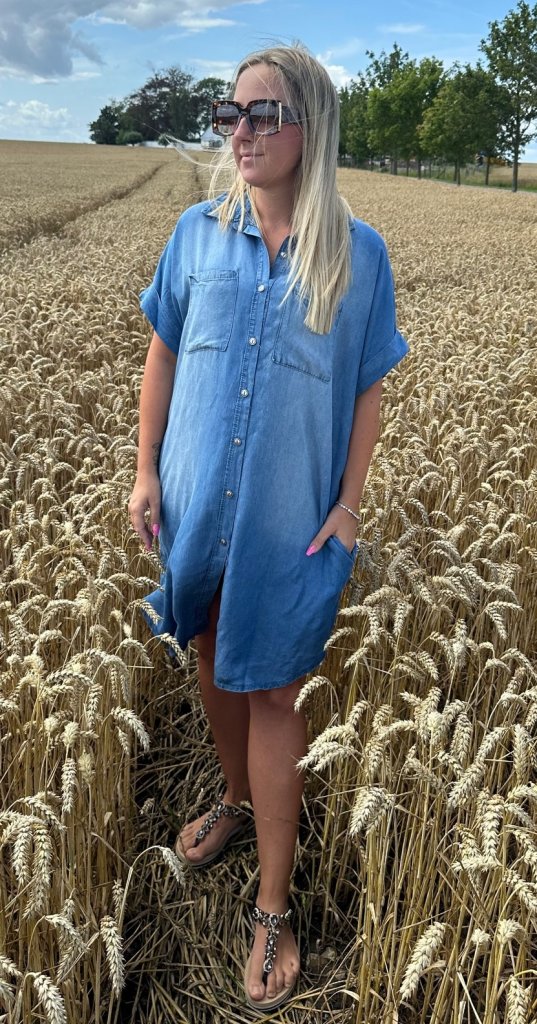 Fanny - Jeansklänning - Kort Ärm - Denim - Nyhet