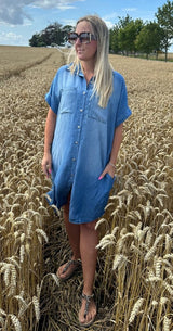 Fanny - Jeansklänning - Kort Ärm - Denim - Nyhet