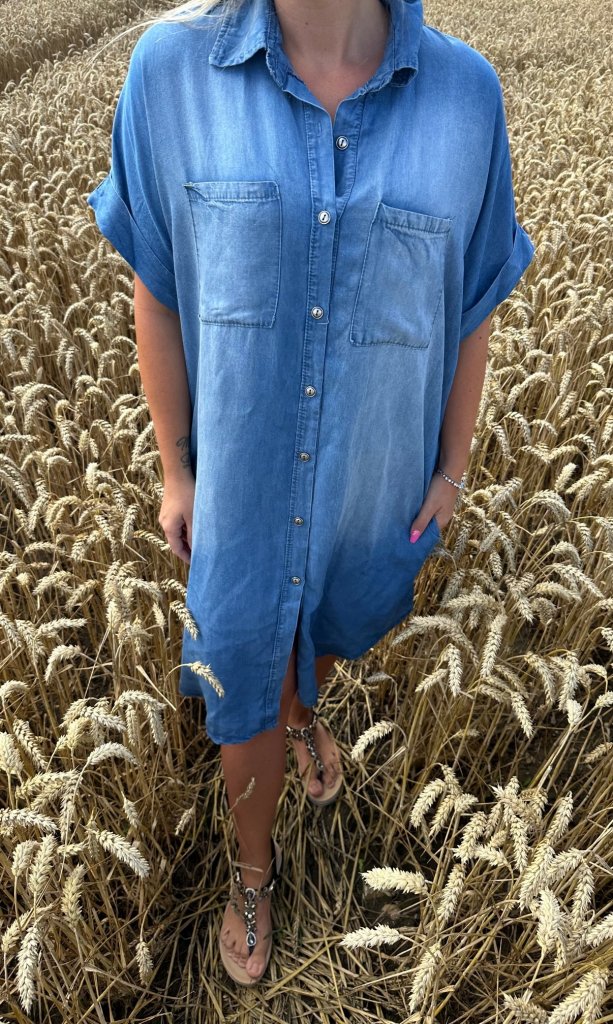 Fanny - Jeansklänning - Kort Ärm - Denim - Nyhet