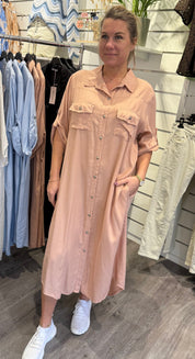 Astrid- Jeansklänning - Rosa- Nyhet