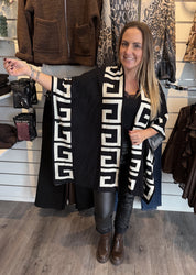 Athena Cardigan Grekiskt mönster Svart