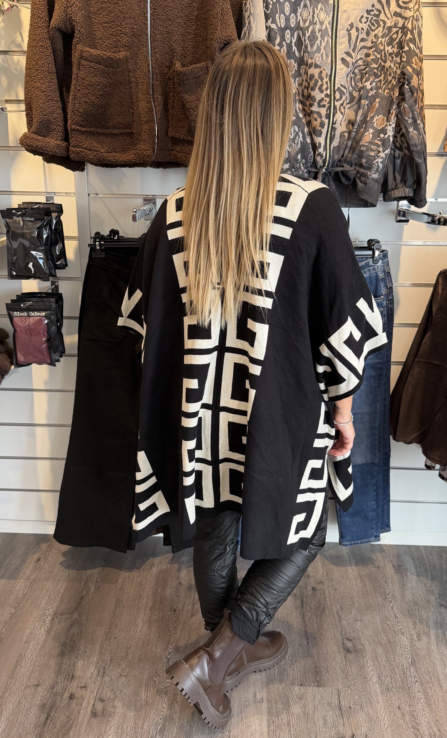 Athena Cardigan Grekiskt mönster Svart