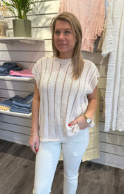 Aurora - Virkad Topp - Beige