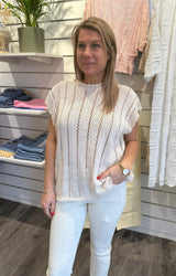 Aurora - Virkad Topp - Beige