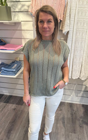 Aurora - Virkad Topp - Khaki