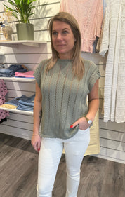 Aurora - Virkad Topp - Khaki