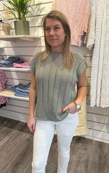 Aurora - Virkad Topp - Khaki