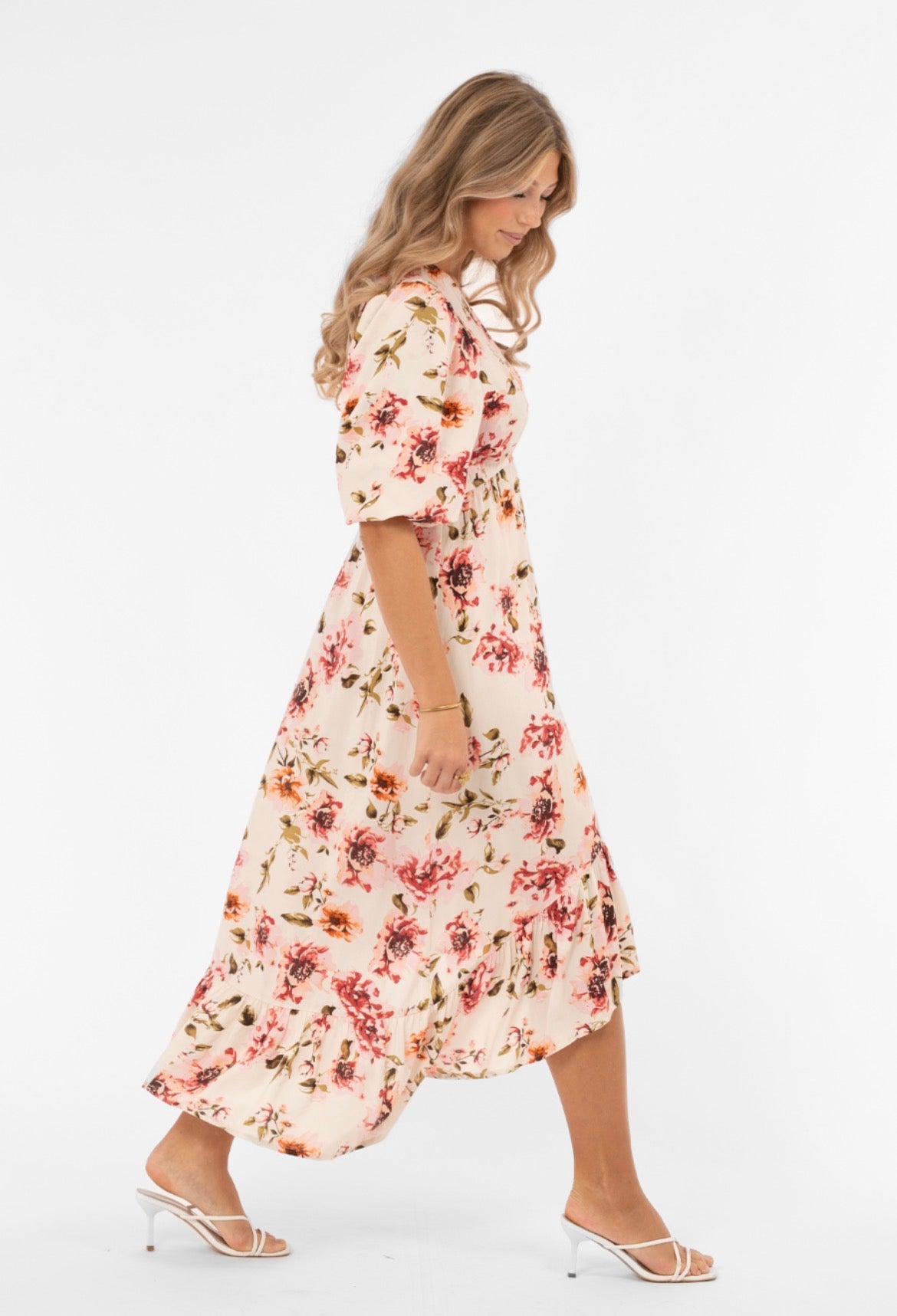 Aveline Dress- Creme/Rose