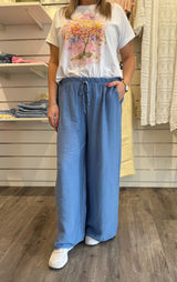 Aviva - Byxa med resår - Denim