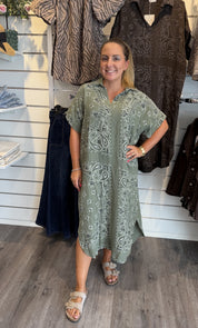 Bandana Bomullsklänning Khaki