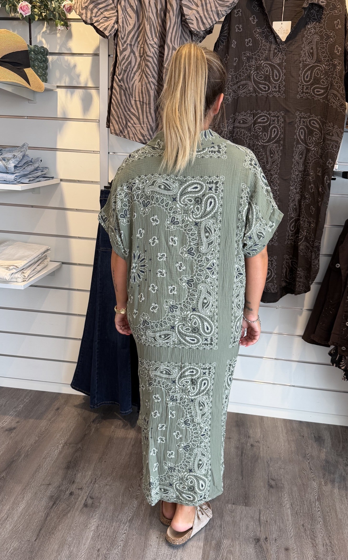 Bandana Bomullsklänning Khaki