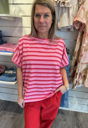 BCMayann T-shirt   Randig Röd