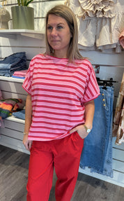 BCMayann T-shirt   Randig Röd