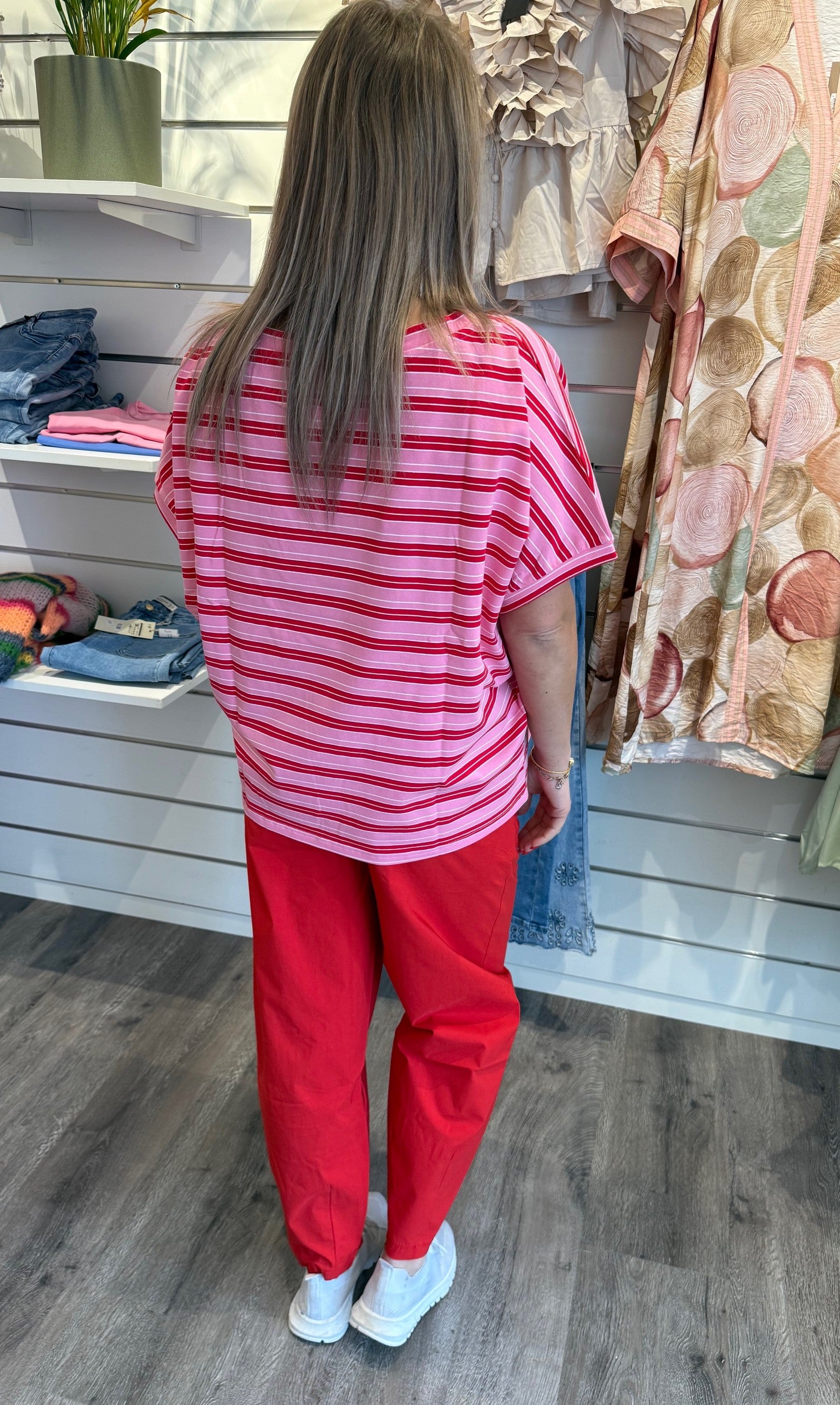 BCMayann T-shirt   Randig Röd