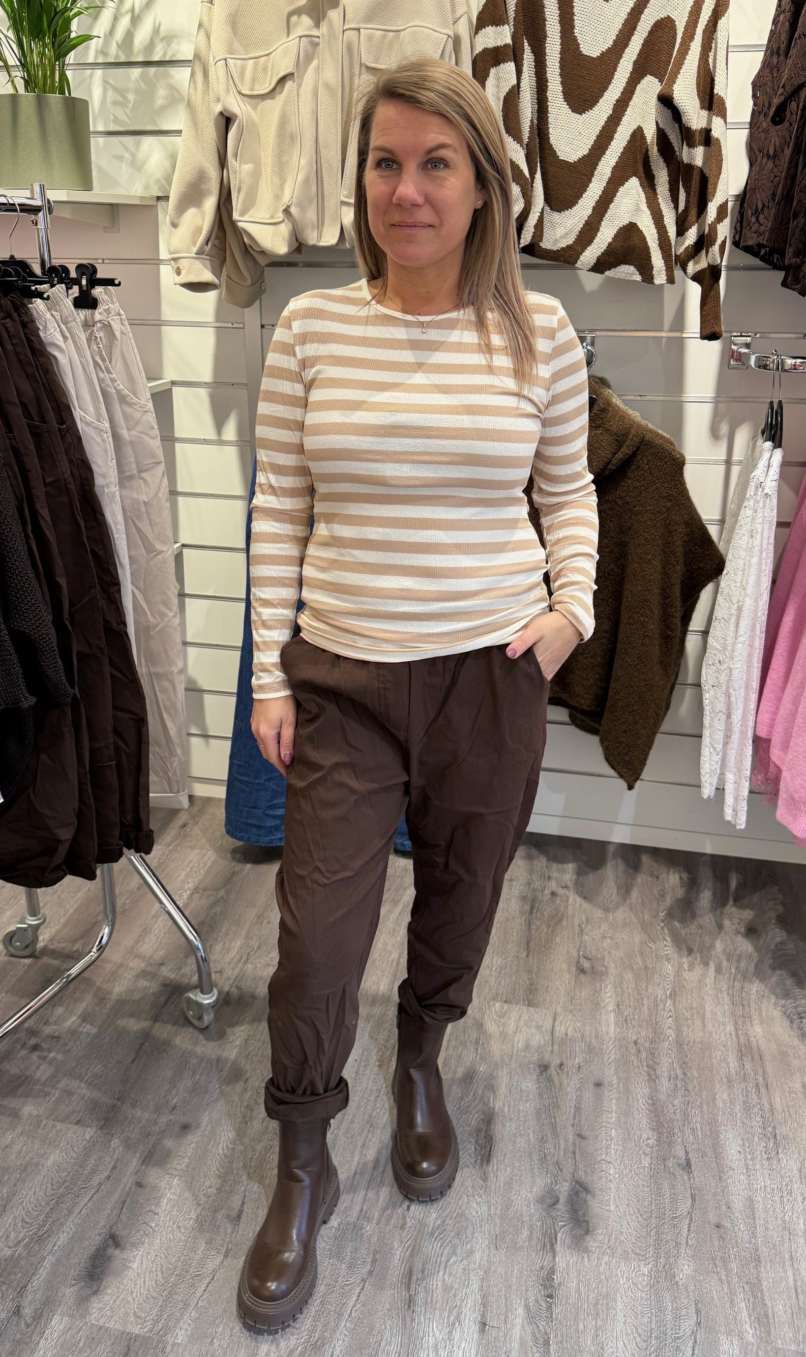 Begonia - Topp - Randig - Beige