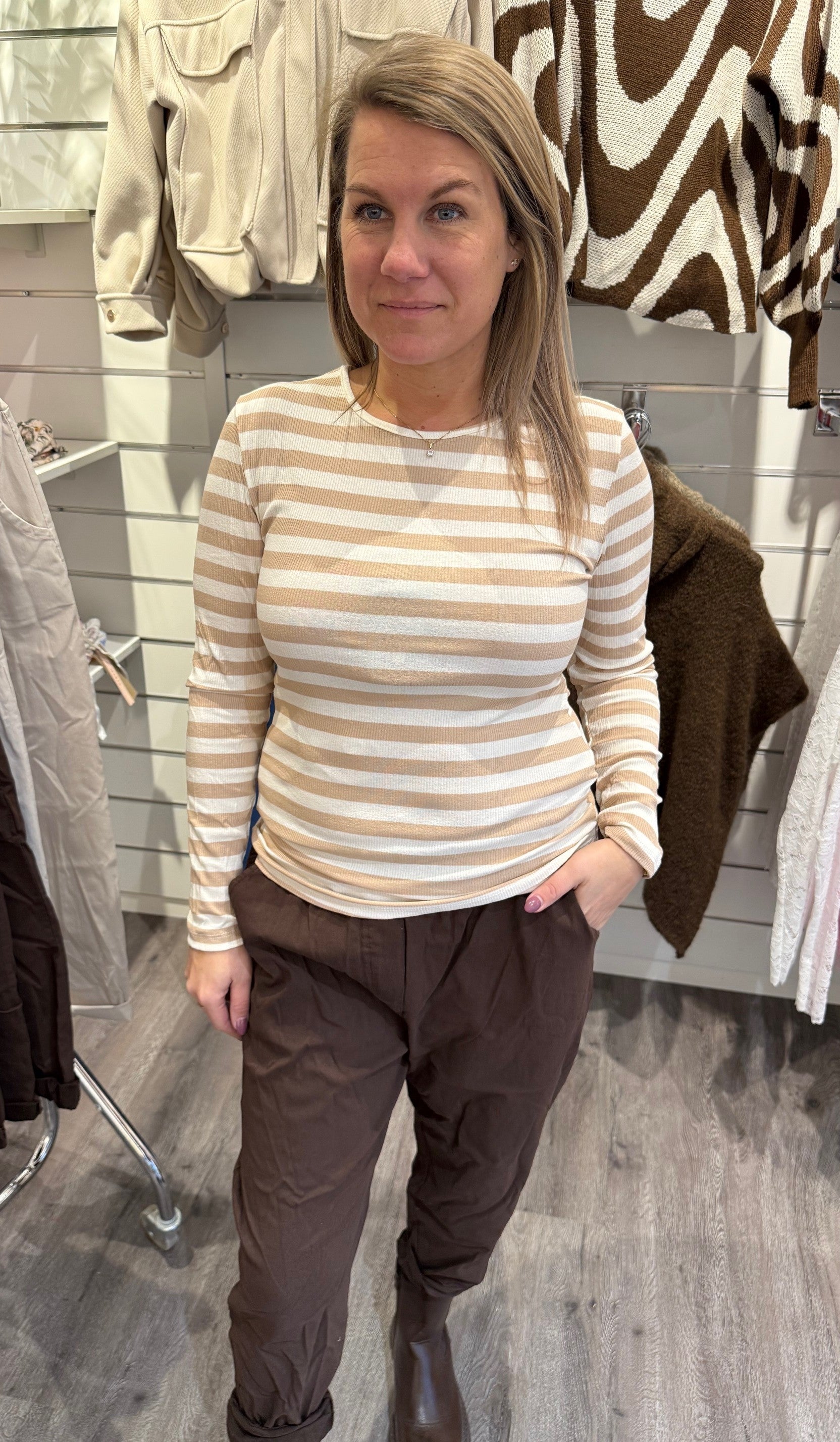 Begonia - Topp - Randig - Beige