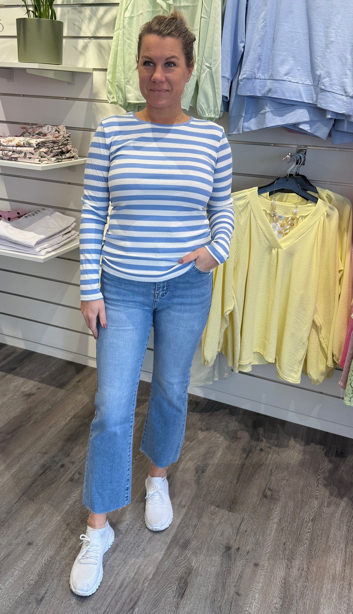 Begonia - Topp - Randig - Celeste