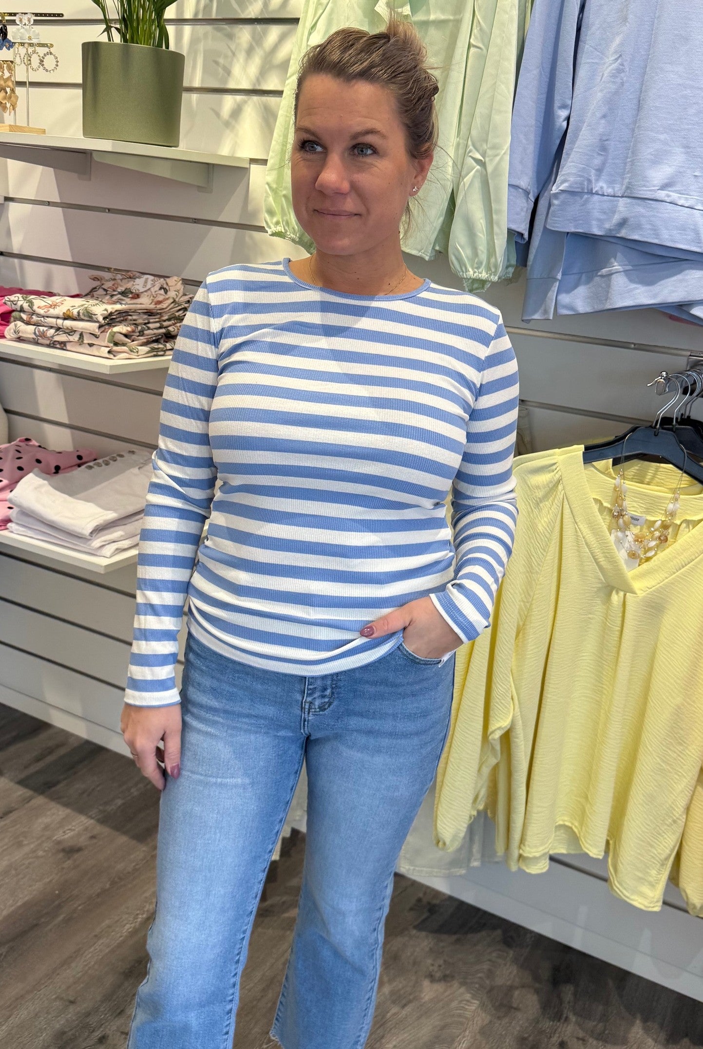 Begonia - Topp - Randig - Celeste