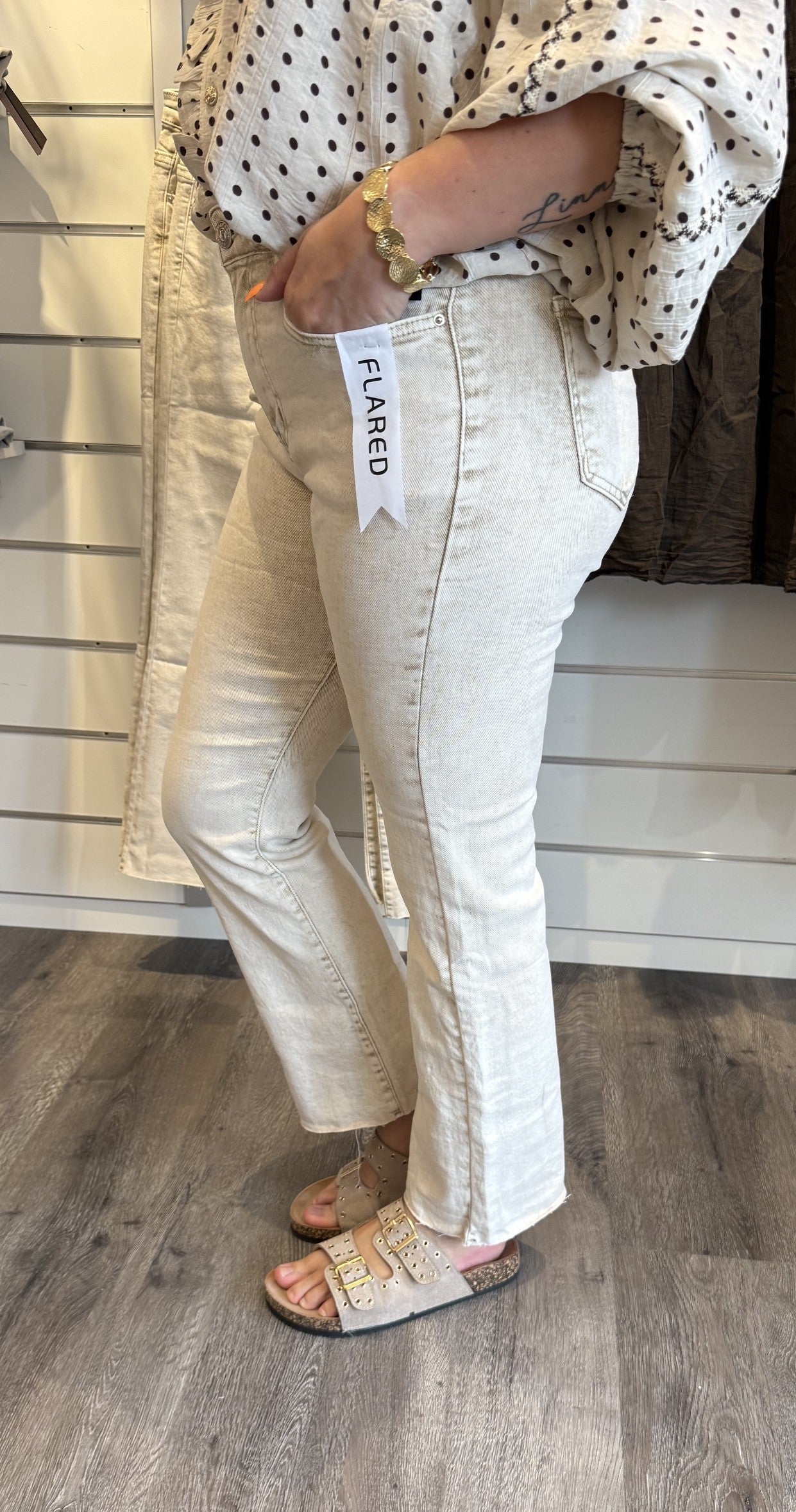 Jenna Jeans  Flare Tvättad beige