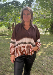 Belladonna - Blus - Mönster - Brun - Nyhet