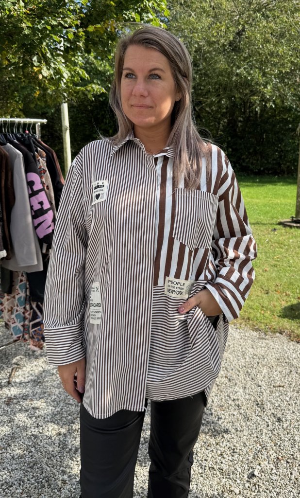 Birch - Oversize Skjorta - Cream/Brun - Nyhet