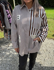 Birch - Oversize Skjorta - Cream/Brun - Nyhet