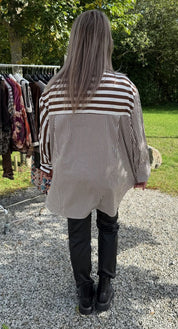 Birch - Oversize Skjorta - Cream/Brun - Nyhet