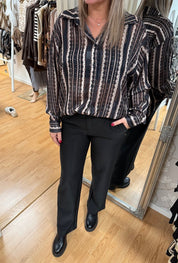 Alexandra - Blus - Glittrig - Svart/Brun/Beige - Nyhet