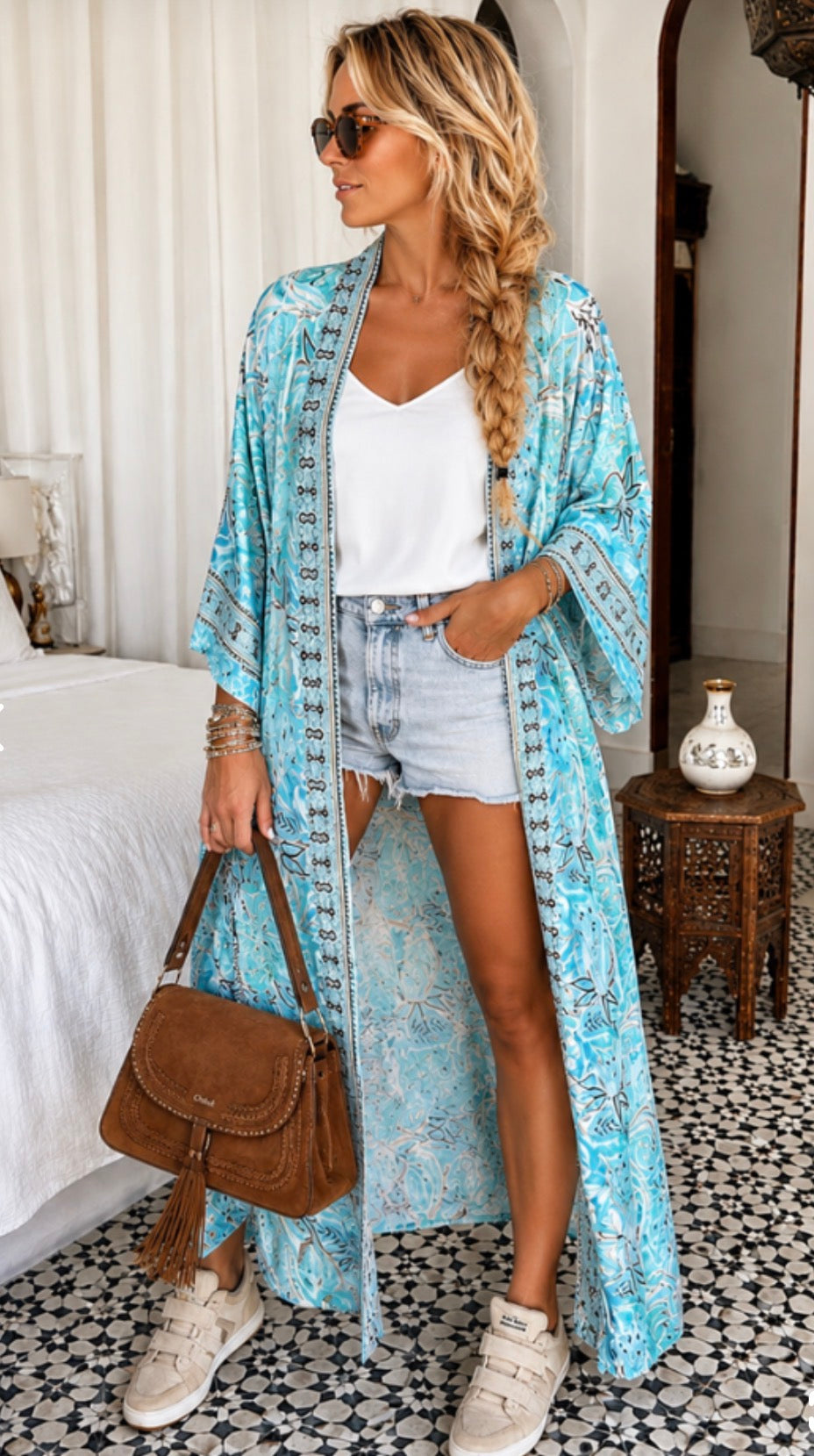 Bree Boho Kimono Blå