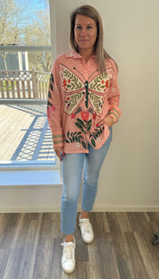 Bryna Skjorta Rosa fjäril