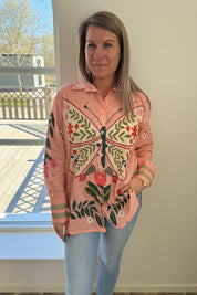 Bryna Skjorta Rosa fjäril