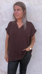 Calla- Blus V-ringad - Choco