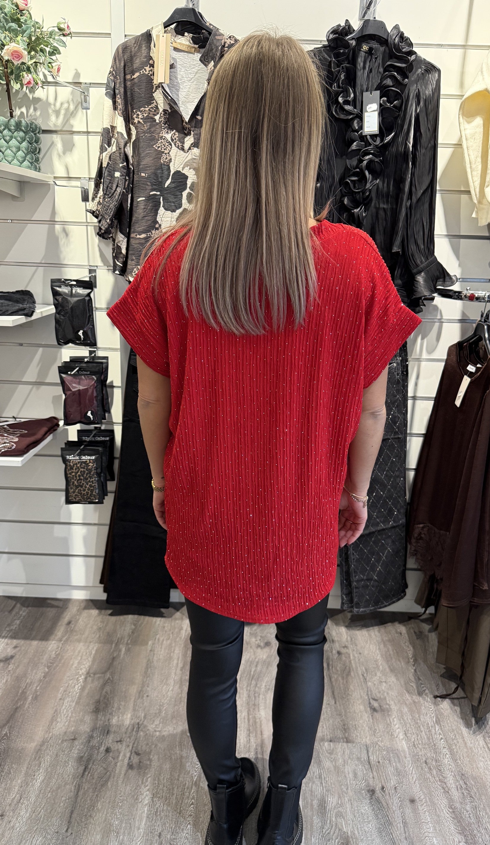 Calla Topp Strass Röd