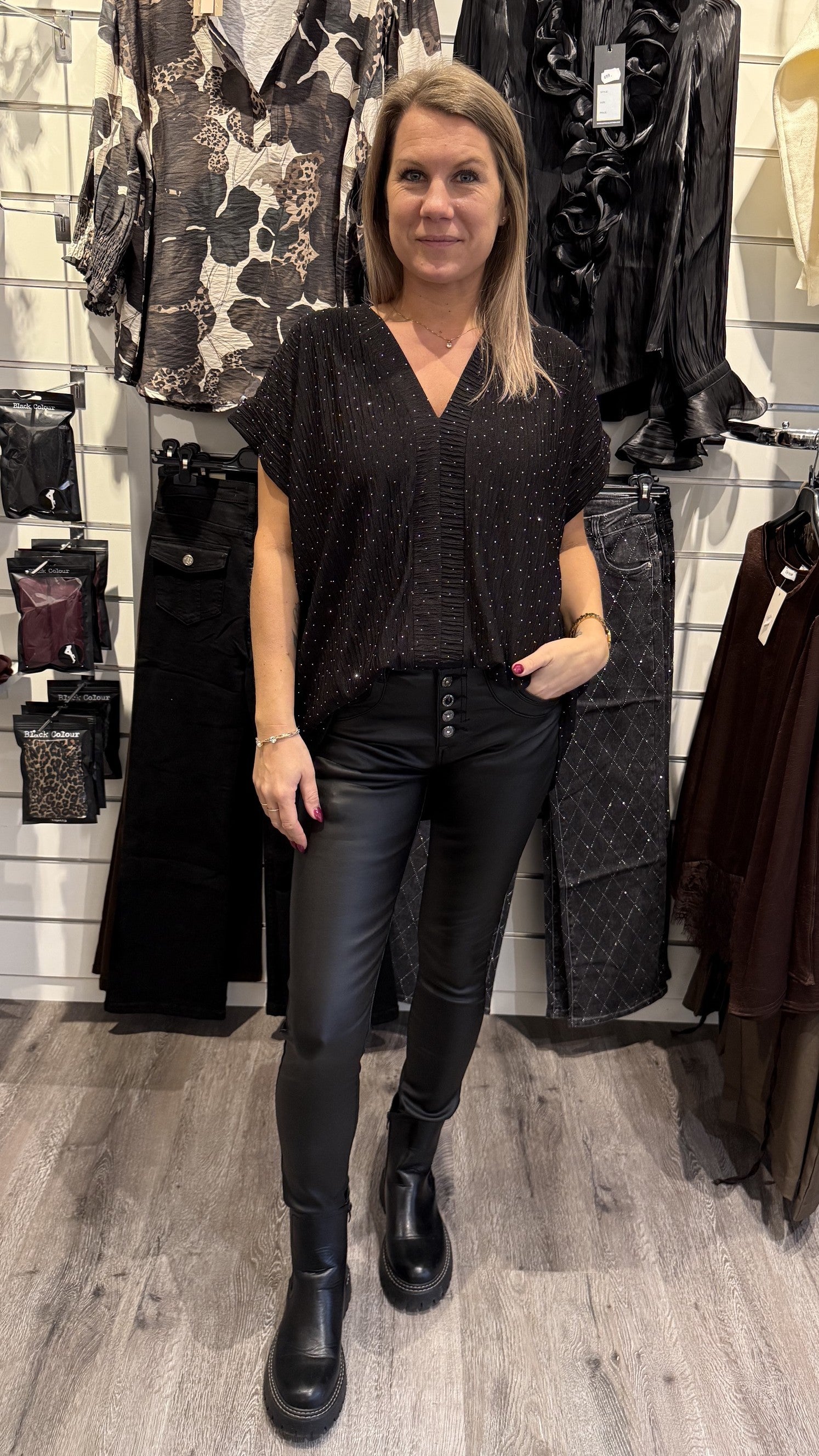 Calla Topp Strass Svart