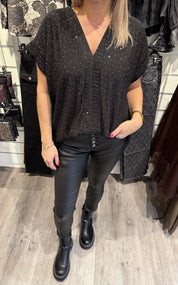 Calla Topp Strass Svart