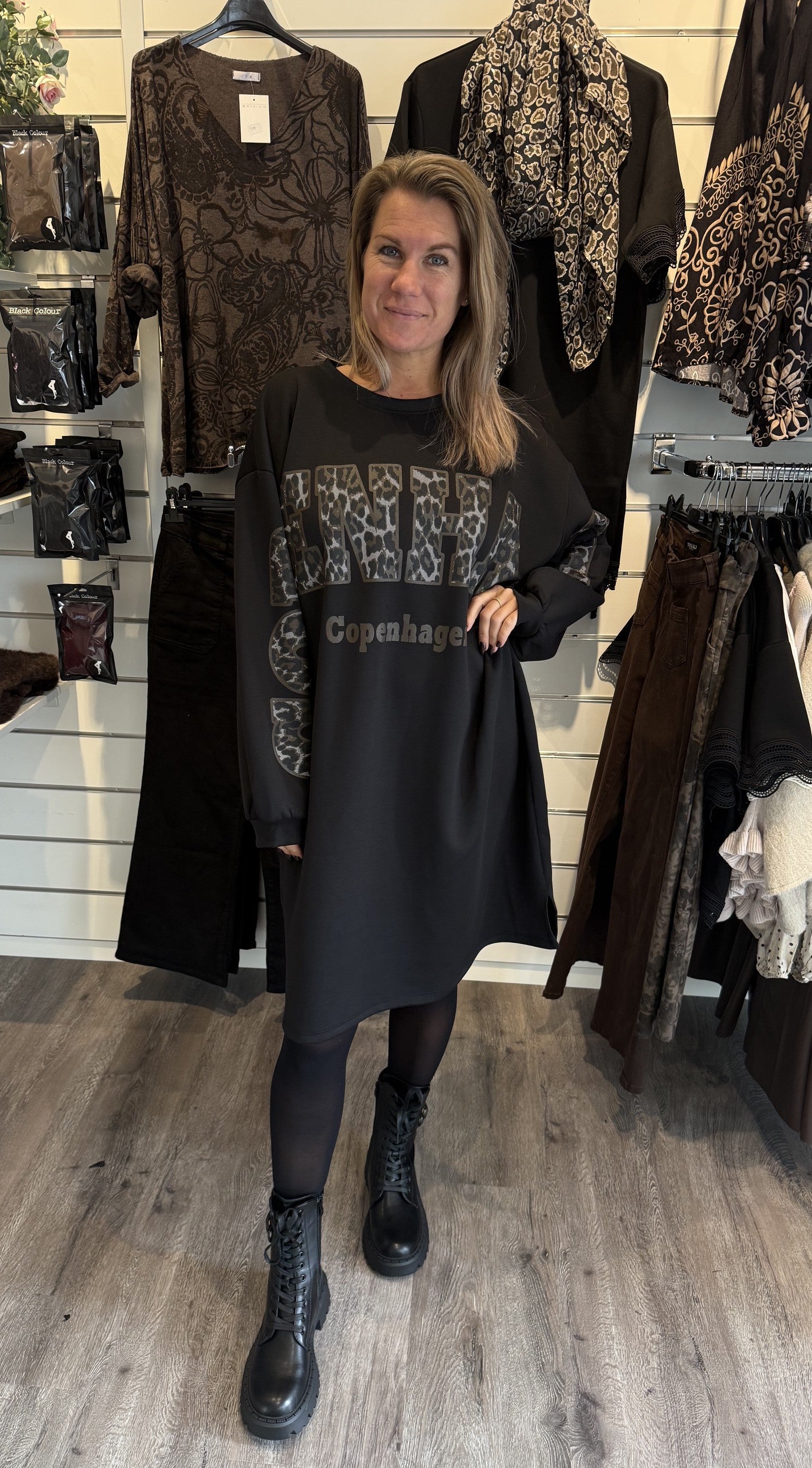 Cannes klänning Copenhagen Leopard Svart