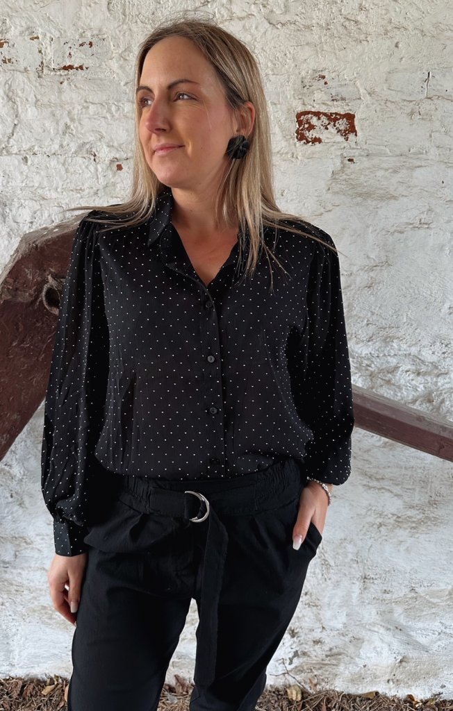 Carina - Blus Glitter Svart