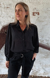 Carina - Blus Glitter Svart