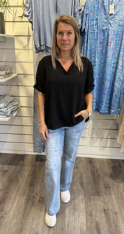 Carina Topp V-ringad Svart