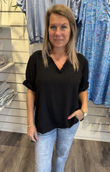 Carina Topp V-ringad Svart