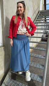 Carrie - Jeansjacka - Röd - Nyhet