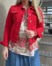 Carrie - Jeansjacka - Röd - Nyhet