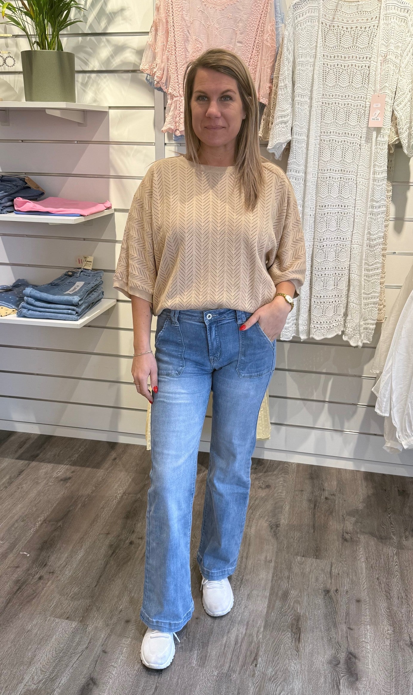 Cassie - Stickad Topp - Beige