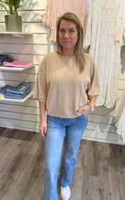 Cassie - Stickad Topp - Beige