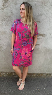 Miranda - Linnetunika Flower - Cerise - Nyhet