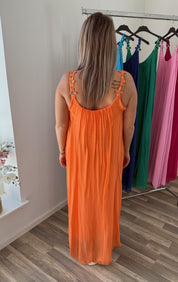 Ciara - Silkesklänning - Blommor - Orange - Nyhet