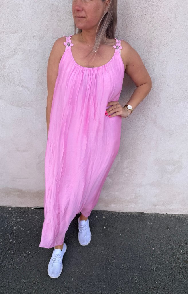 Ciara - Silkesklänning - Blommor - Baby Pink - Nyhet